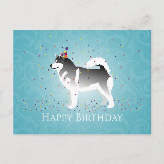 Alaskan Malamute Birthday Design Briefkaart (Voorkant)