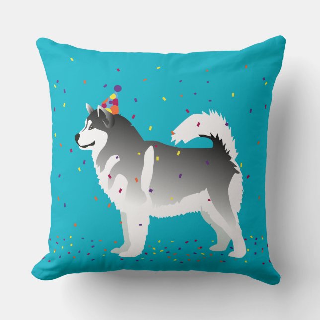 Alaskan Malamute Birthday Design Kussen (Voorkant)