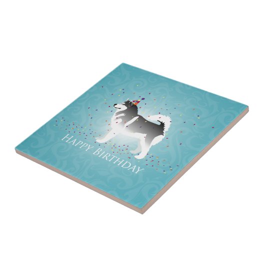 Alaskan Malamute Birthday Design Tegeltje (Zijkant)