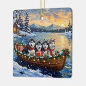 Alaskan Malamute Christmas Boat Holiday Keramisch Ornament (Links)