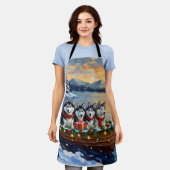 Alaskan Malamute Christmas Boat Holiday Schort (Gedragen)