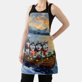 Alaskan Malamute Christmas Boat Holiday Schort (Insitu)