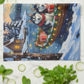 Alaskan Malamute Christmas Boat Holiday Theedoek (Gevouwen)