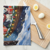 Alaskan Malamute Christmas Boat Holiday Theedoek (Quarter Fold)