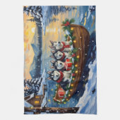 Alaskan Malamute Christmas Boat Holiday Theedoek (Verticaal)