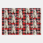Alaskan Malamute Christmas Dog Red Holiday Plaid Inpakpapier Vel (Voorkant 2)