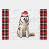 Alaskan Malamute Christmas Dog Red Holiday Plaid Inpakpapier Vel (Voorkant)