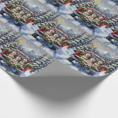 Alaskan Malamute Christmas Red Truck Holiday Cadeaupapier (Hoek)