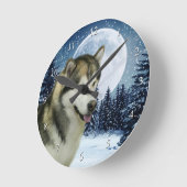 Alaskan Malamute Clock Ronde Klok (Hoek)
