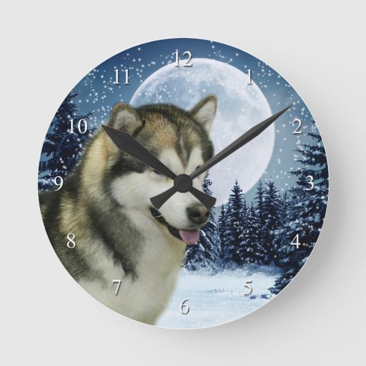 Alaskan Malamute Clock Ronde Klok (Voorkant)