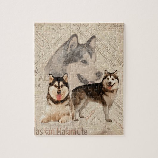 Alaskan Malamute Collage op Word Pattern Legpuzzel (Verticaal)
