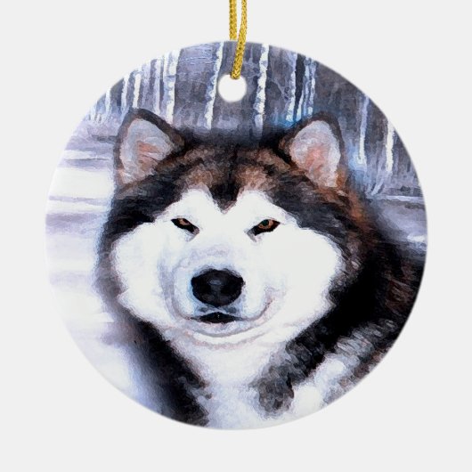 Alaskan Malamute Design door Artist SteJhourre Keramisch Ornament (Voorkant)