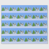 Alaskan Malamute die kerstboom decorreert Cadeaupapier (Vlak)
