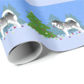 Alaskan Malamute die kerstboom decorreert Cadeaupapier (Rol Hoek)