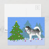 Alaskan Malamute die kerstboom decorreert Feestdagenkaart (Voorkant / Achterkant)