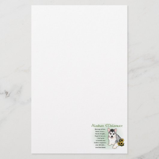 Alaskan Malamute Dog Art Briefpapier (Voorkant)
