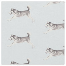 Alaskan Malamute Dog Art Fabric
