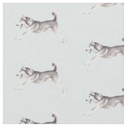 Alaskan Malamute Dog Art Fabric Stof (Close Up)