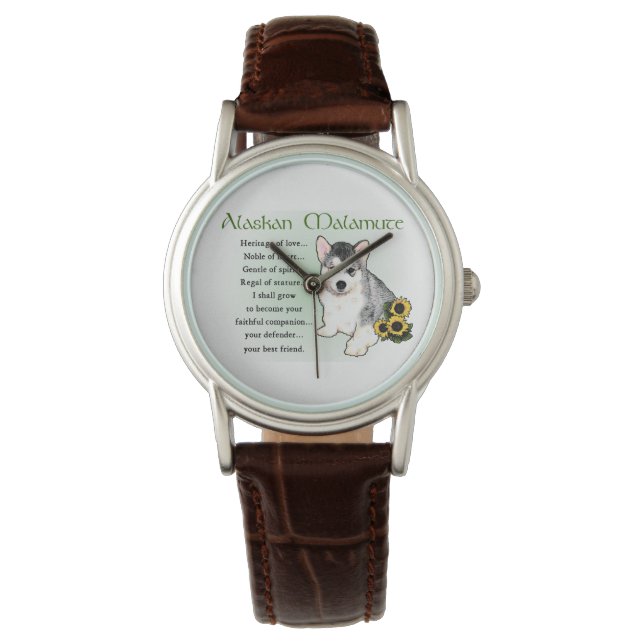 Alaskan Malamute Dog Art Horloge (Voorkant)