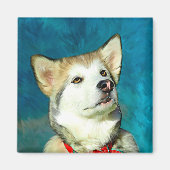 Alaskan Malamute Dog Art Magneet (Voorkant)
