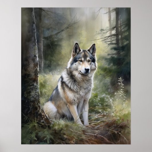 Alaskan Malamute Dog Art Print Poster (Voorkant)
