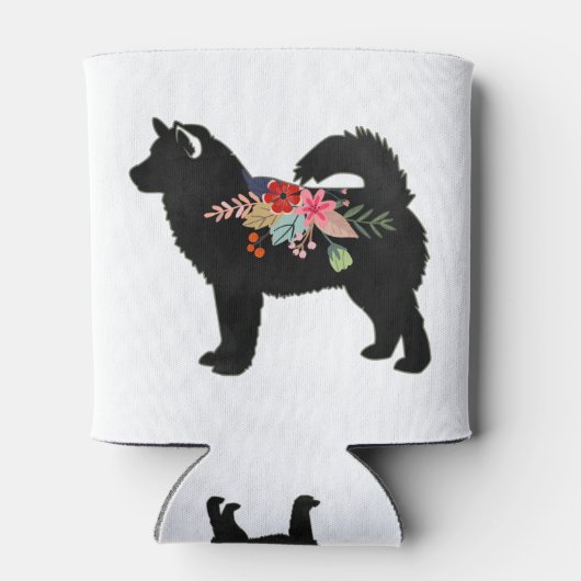 Alaskan Malamute Dog Boho Floral Silhouette Blikjeskoeler (Achterkant)