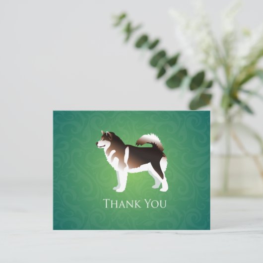 Alaskan Malamute Dog Dank u voor uw ontwerp Briefkaart (Staand voorkant)