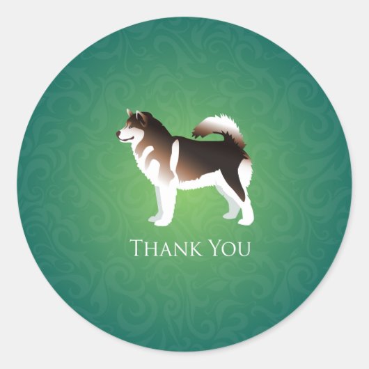 Alaskan Malamute Dog Dank u voor uw ontwerp Ronde Sticker (Voorkant)