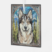 Alaskan Malamute Dog Glass Ornament (Voorkant links)