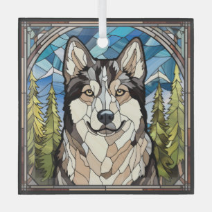 Alaskan Malamute Dog Glass Ornament