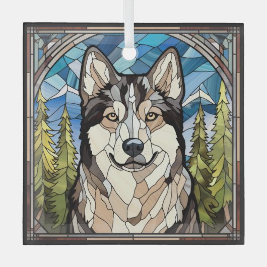 Alaskan Malamute Dog Glass Ornament (Voorkant)