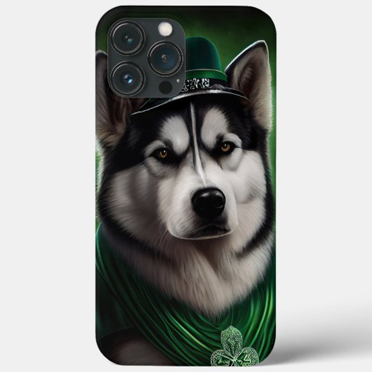 Alaskan Malamute dog in St. Patrick's Day Dress Case-Mate iPhone Case (Achterkant)