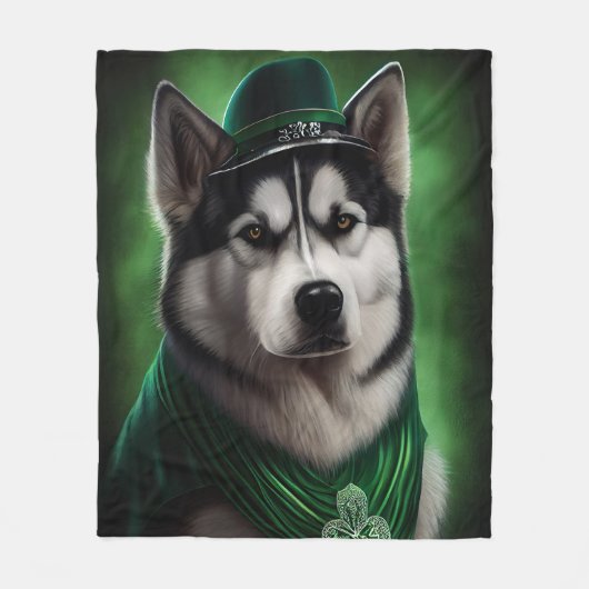 Alaskan Malamute dog in St. Patrick's Day Dress Fleece Deken (Voorkant)