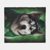 Alaskan Malamute dog in St. Patrick's Day Dress Fleece Deken (Voorkant (Horizontaal))