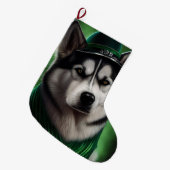 Alaskan Malamute dog in St. Patrick's Day Dress Grote Kerstsok (Voorkant (Hangend))