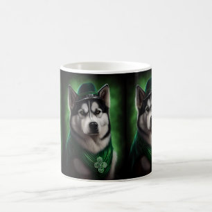 Alaskan Malamute dog in St. Patrick's Day Dress Koffiemok