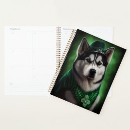 Alaskan Malamute dog in St. Patrick's Day Dress Planner