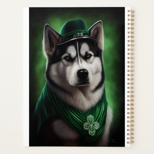 Alaskan Malamute dog in St. Patrick's Day Dress Planner (Achterkant)