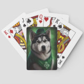 Alaskan Malamute dog in St. Patrick's Day Dress Pokerkaarten (Achterkant)