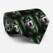 Alaskan Malamute dog in St. Patrick's Day Dress Stropdas (Opgerold)