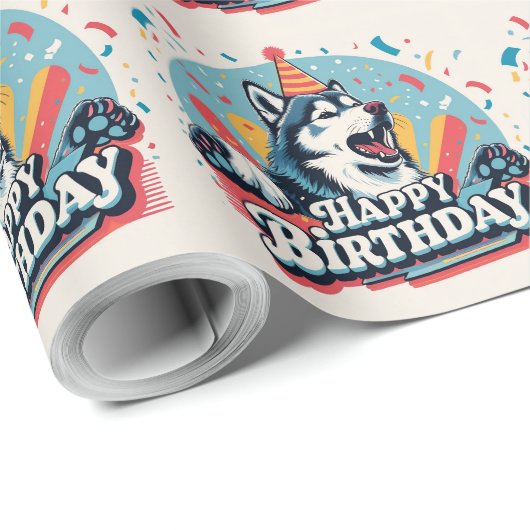 Alaskan Malamute Dog Kleurrijk Cadeaupapier (Rol Hoek)