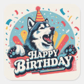 Alaskan Malamute Dog Kleurrijk Vierkante Sticker (Voorkant)