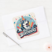 Alaskan Malamute Dog Kleurrijk Vierkante Sticker (Envelop)