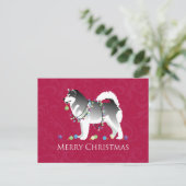 Alaskan Malamute Dog Merry Kerstdesign Feestdagenkaart (Staand voorkant)