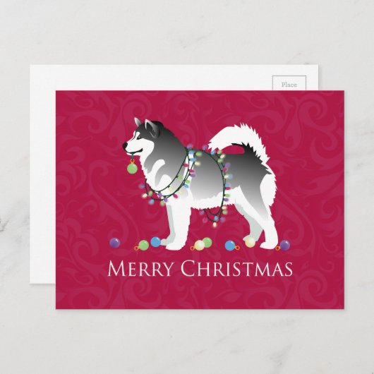 Alaskan Malamute Dog Merry Kerstdesign Feestdagenkaart (Voorkant / Achterkant)