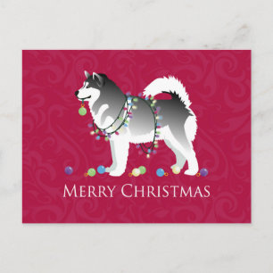 Alaskan Malamute Dog Merry Kerstdesign Feestdagenkaart