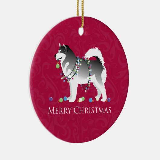 Alaskan Malamute Dog Merry Kerstdesign Keramisch Ornament (Rechts)
