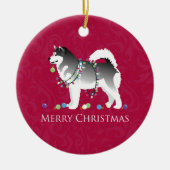 Alaskan Malamute Dog Merry Kerstdesign Keramisch Ornament (Voorkant)