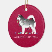 Alaskan Malamute Dog Merry Kerstdesign Keramisch Ornament (Links)
