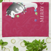 Alaskan Malamute Dog Merry Kerstdesign Theedoek (Gevouwen)